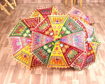 Elephant Embroidery Parasols, Indian Handmade Shining Parasol, Party Decor Umbrella, Wedding Decor Bohemian Elephant Decor Parasols Umbrella