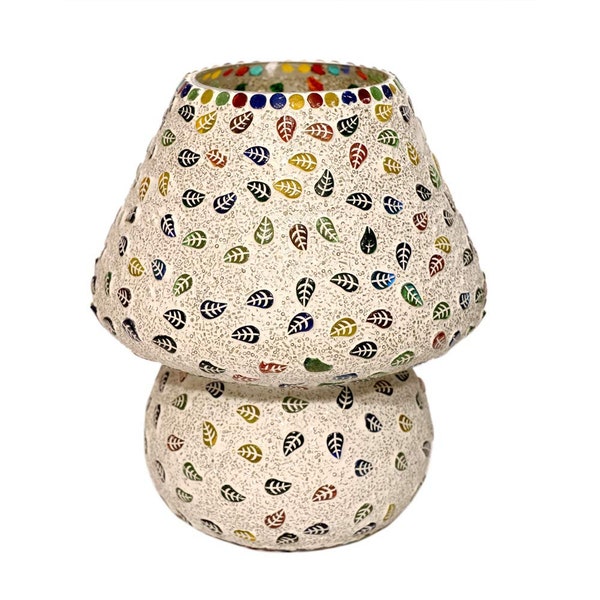 Lampe de table pour salon lampe champignon rayé décoration de la maison lampe de table de chevet pour profiter du jeu, lampes à éclair à fleurs multicolores