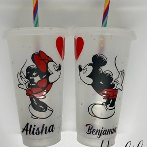 Disney Inspired Couples Minnie and Mickey Tumblers/Cold Cups. His/Hers, His/His, Hers/Hers. Can be personalised. Great Valentines Gift.