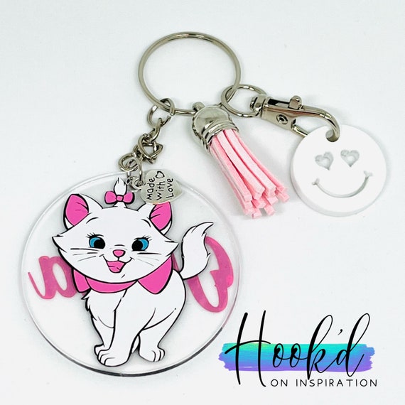 Disney Inspired Marie From Aristocats Keyring keychain. Bagtag