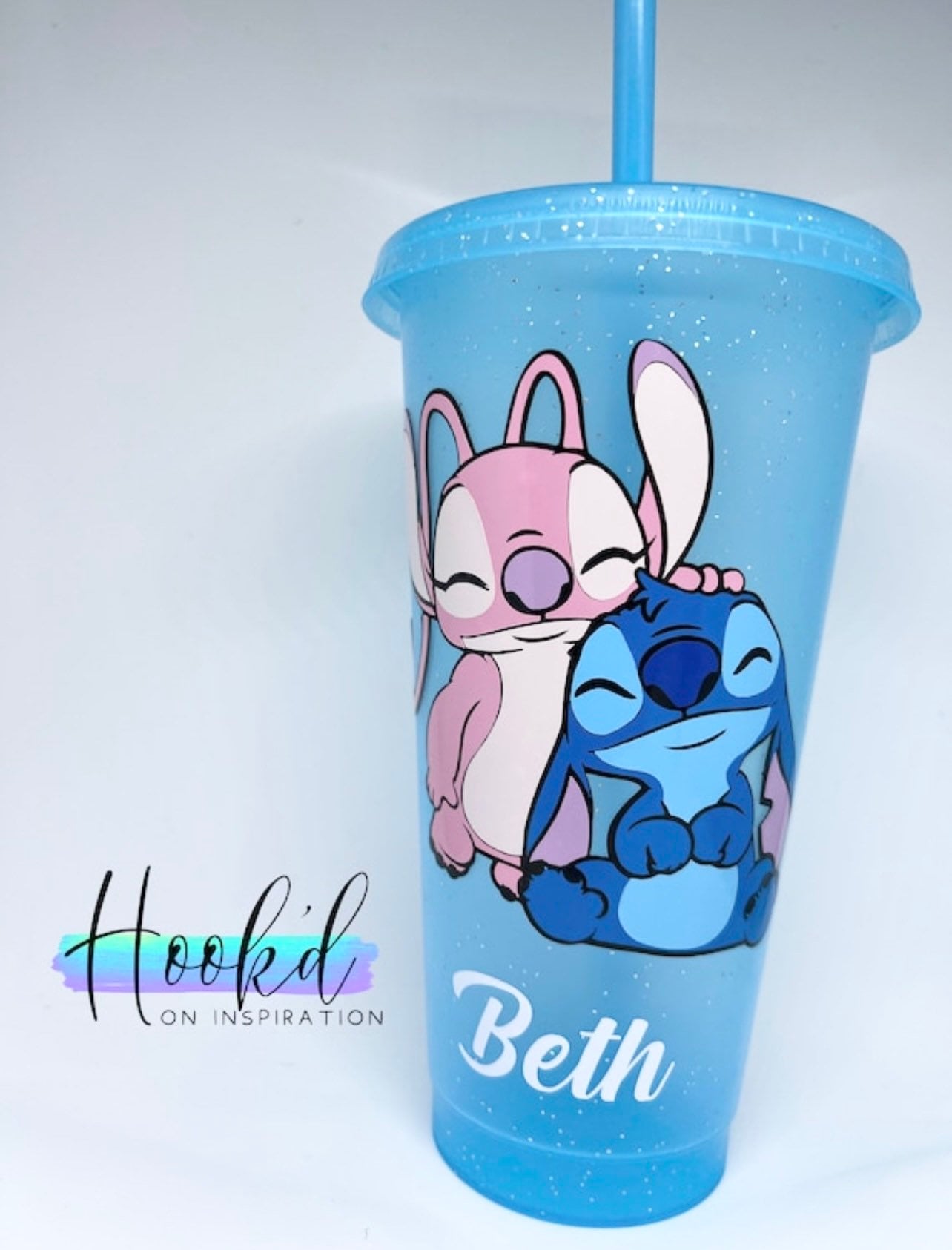 Botella de agua con purpurina de Lilo y Stitch de Disney