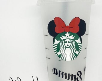 Disney a inspiré Minnie Mouse Ears Starbucks Cold Cup/Tumbler. Peut être personnalisé, excellente idée cadeau.