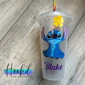 Disney Inspired Stitch 24oz Confetti/Glitter Cup. Great personalised gift.