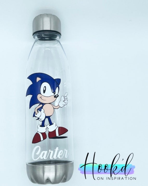 Sonic the Hedgehog Inspired Water Bottle. Great Idea for Kids Lunch Boxes.  Can Be Personalised, Great Gift Idea. 