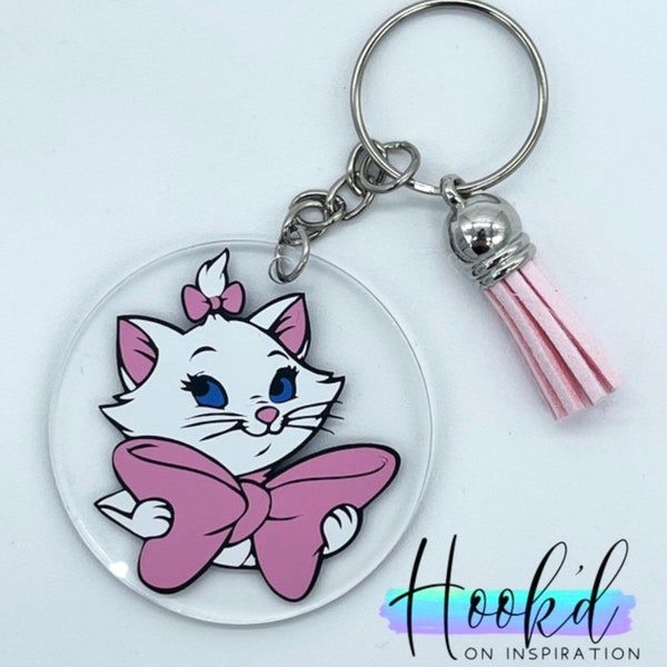 Disney Inspired Marie from Aristocats Keyring/Keychain. BagTag. Great Gift Idea. Can be personalised.