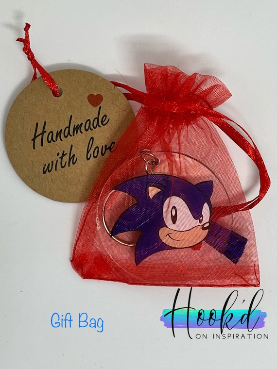 Portachiavi/portachiavi di Sonic The Hedgehog Etichetta per borsa.  Gettone carrello Facoltativo. Può essere personalizzato. Ottima idea  regalo. -  Italia