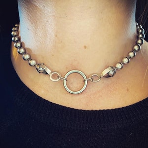 Gargantilla de cadena punk / Gargantilla de aro / Collar de cadena de bolas / Estilo de los 90