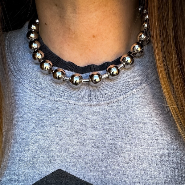 Extra Large Ball Chain Choker Necklace Etsy