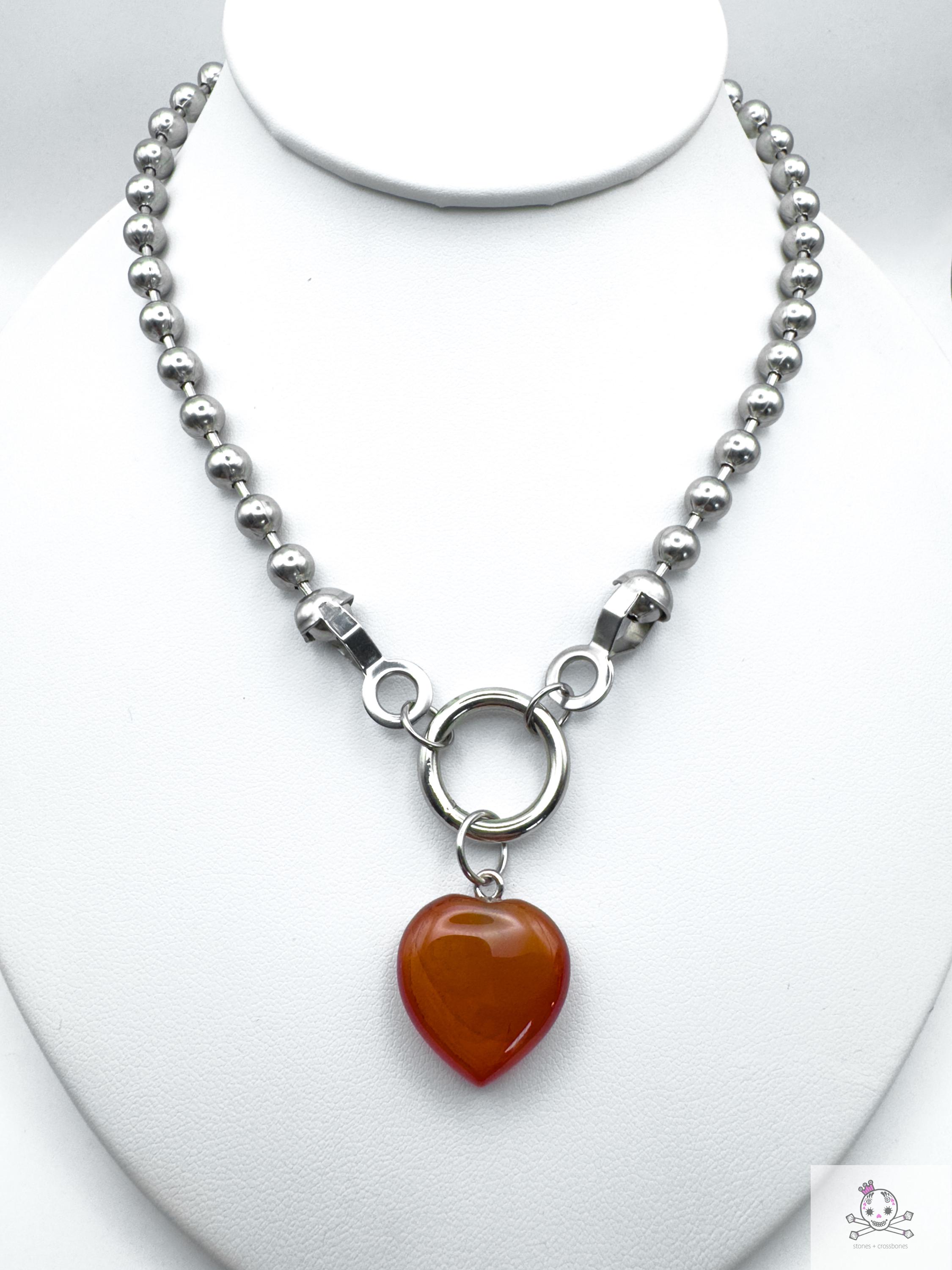 Collana Girocollo Con Ciondolo Cuore In Cristallo E Strass Rosa - Gioiello Boho Per Donne E Ragazze (Lega, Lunghezza 40+5 Cm)
