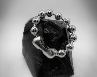 Chunky Steel Ball Chain Bracelet: 90s Punk Unisex Jewelry