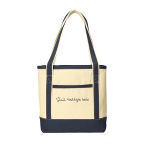 Custom Embroidered Medium Cotton Canvas Boat Tote