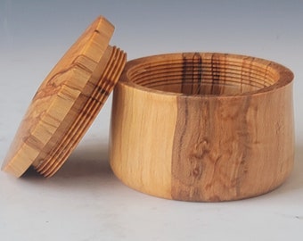 gift jewelry presentation box Hand turned round lidded keepsake box made from stabilized spalted maple.
