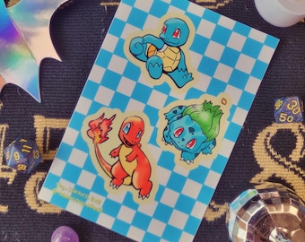 Hoja de calcomanías de Pokémon iniciales: Pokémon RBY, Pokémon Rojo, Pokémon Azul, Hoja de calcomanías, Calcomanía de vinilo