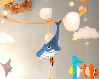 Móvil para bebé original y decorativo hecho a mano tema Mar