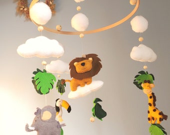 Original and decorative baby mobile handmade Jungle theme