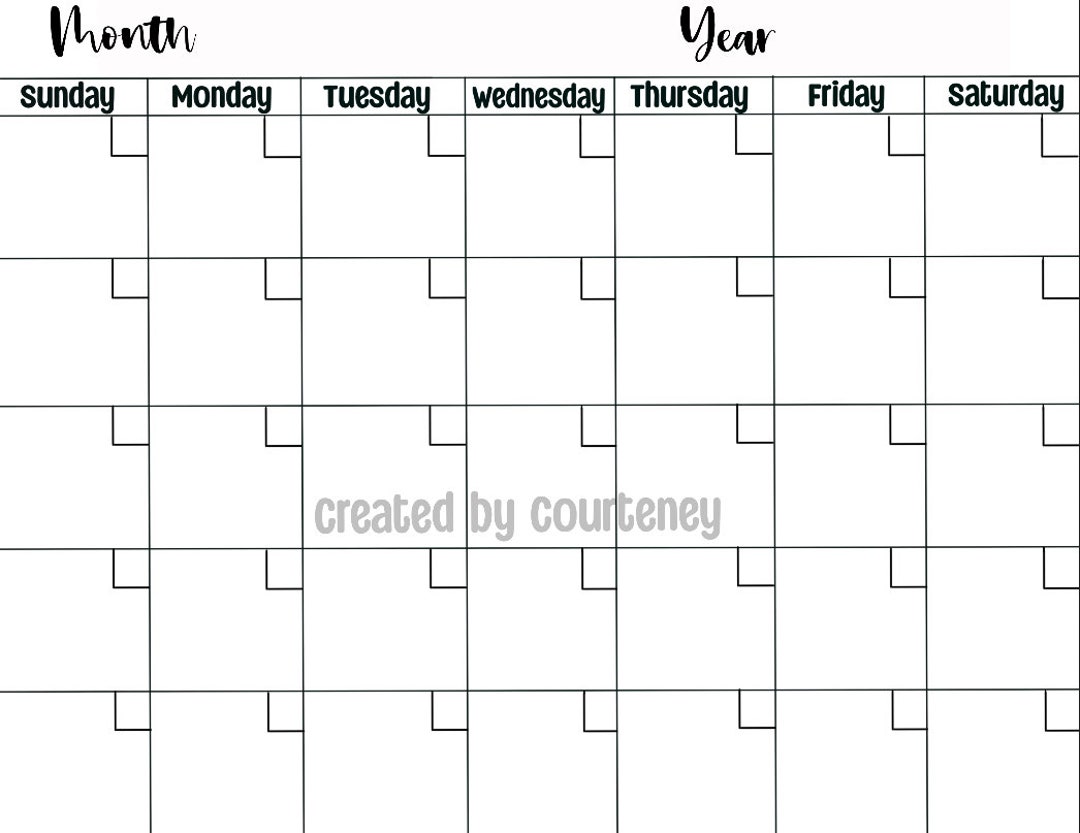12 Month Calendar Template - Etsy