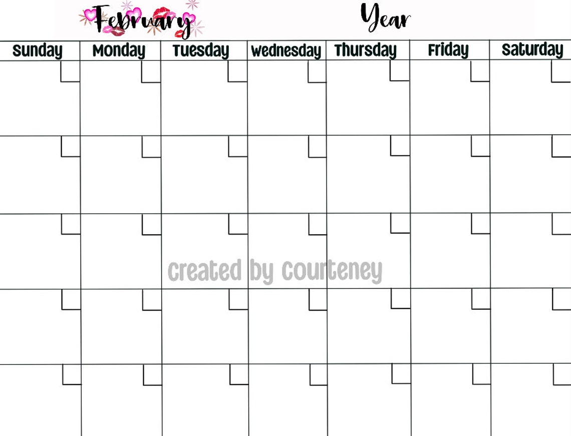 12 Month Calendar Template - Etsy