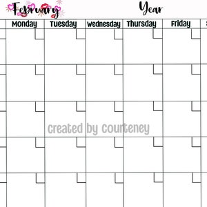 12 Month Calendar Template - Etsy