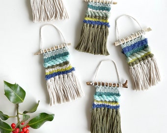 ORNAMENT - Cool Tones | Mini Weaving | Woven Wall Hanging | Weaving | Wall Art