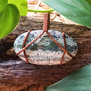 Swiss Opal Green Antiqued Copper Pendant Necklace- Sliding Knot Leather Cord- Perfect for Gifts!
