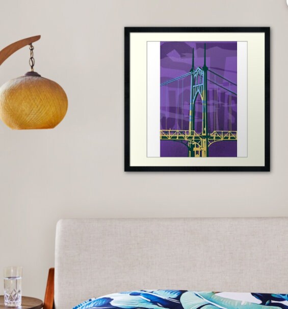 Printable Drawing of St. Johns Bridge in Portland, Oregon - Etsy