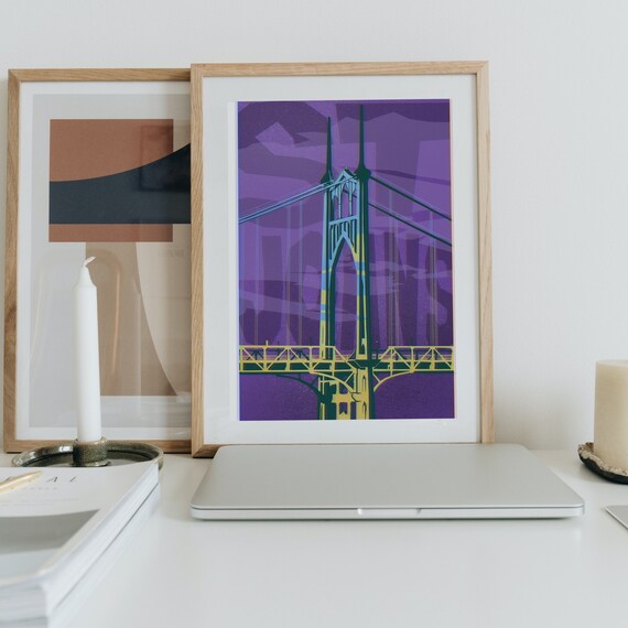 Printable Drawing of St. Johns Bridge in Portland Oregon | Etsy