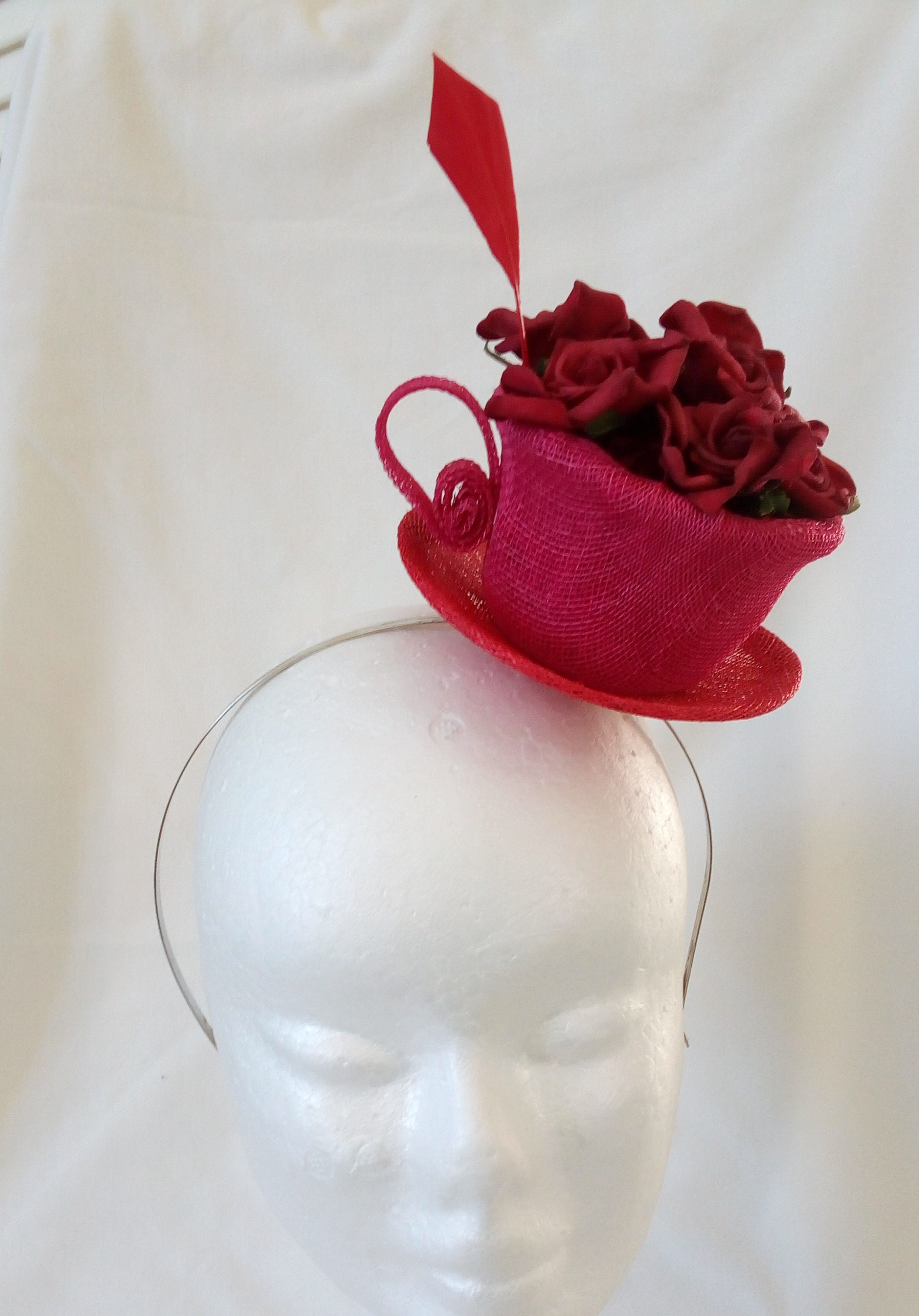 Red Rose Cup and Saucer Headpiece Etsy UK