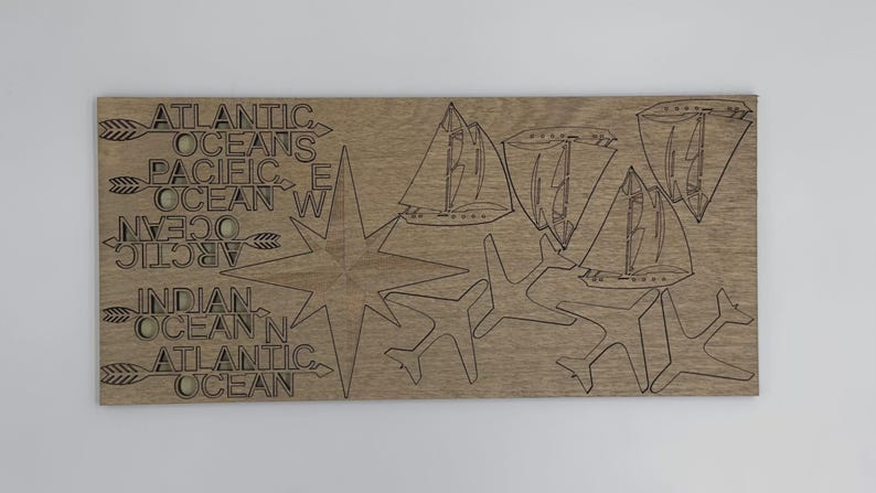 Wooden world map wall art, world map push pin, travel map Wooden world map puzzle World map wall art Wall decor living room By Domas Craft Oceans & Compass