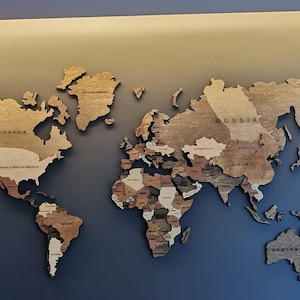 Décoration de maison, carte du monde en bois 3D, décoration de bureau, art mural 3D pour salon, décoration murale en bois, carte du monde, art 3D grand cadeau de voyage