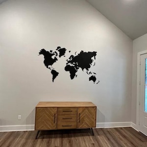 Natuurlijk hout donkere muur wereldkaart, multiplex zwarte wereldkaart kunst, woondecoratie kamerdecoratie uniek cadeau, decoratieve houten kaartpuzzel