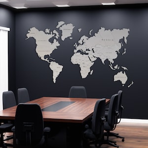 Mapa del mundo de madera de color natural, diseño de naturaleza, arte de pared, decoración del hogar, decoración de la habitación, rompecabezas de mapa del mundo, arte de pared decorativo, mapa del mundo, regalo