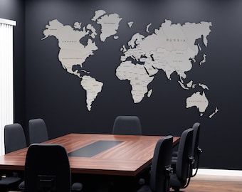 World map natural colored wood, nature design wall art home decor room decoration world map puzzle, wall art decorative world map gift