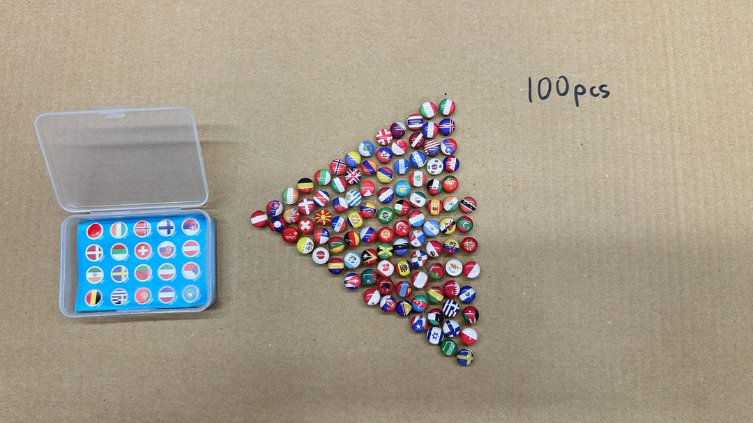Flag Push Pins for Wooden World Map – 100 Country Flag Pins, Travel Map ...