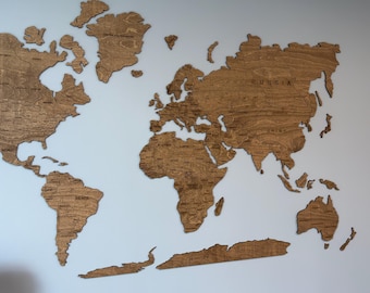 Dark Wall World Map, Black Plywood World Map Puzzle, Modern Home Decor, Travel Wall Art, Decorative World Map, Unique Traveler Gift