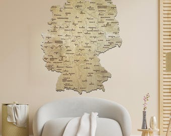 Handmade Birch Plywood Germany Map, Rustic Travel Wall Art