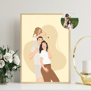 Illustrazione di ritratto di famiglia, ritratto senza volto personalizzato, regalo personalizzato per Natale, illustrazione personalizzata, regalo per lui, regalo di compleanno