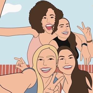 Portret z kreskówki ze zdjęcia, Portret pary, Portret rodzinny, Prezent dla pary, Ilustracja niestandardowa, Prezent ślubny, Prezent dla przyjaciela