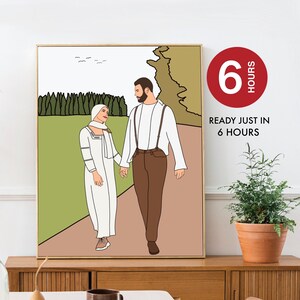 Portret z kreskówki ze zdjęcia, Portret pary, Portret rodzinny, Prezent dla pary, Ilustracja niestandardowa, Prezent ślubny, Prezent dla przyjaciela