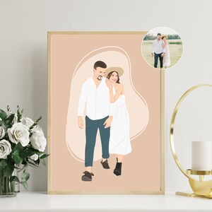 Ritratto di coppia personalizzato, ritratto di cartone animato personalizzato, regalo per la fidanzata, ritratto senza volto da foto, regalo per lei
