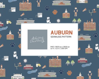 Auburn University Seamless Pattern | Navy |  Surface Design | Personal Use or Commercial Use with a License | Paper, Clip Art, etc