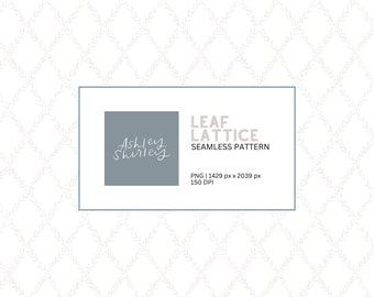 Leaf Lattice Seamless Pattern | White Background + Greige Leaves | Surface Design | Colorful | Personal Use or Commercial Use with a License