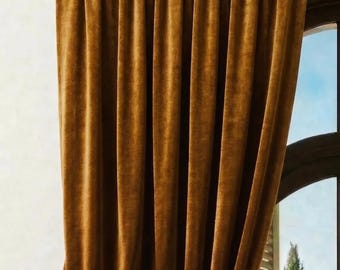 Luxury Café au Lait Silk Velvet Curtains, Custom Light Brown Window Drapes