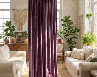 Plum Purple Silk Velvet Curtains • Dark Academia, Aubergine Drapes