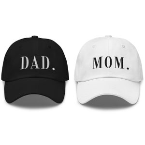 Mom and dad hat, dad hat, embroidered hat, mom dad hat, pregnancy announcement, matching hat, baby announcement, dad to be, new mom