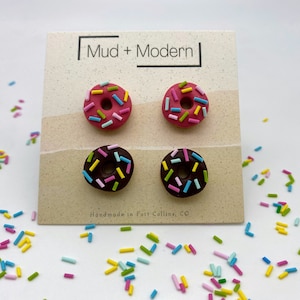 I Donut Care Stud Pack | Pink Donut Earrings, Donuts studs, Donut with sprinkles
