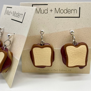 PB&J earrings | Peanut Butter and Jelly Sandwich Stud Earrings, Cute food earrings