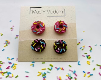 I Donut Care Stud Pack | Pink Donut Earrings, Donuts studs, Donut with sprinkles