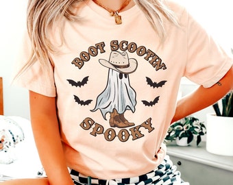 Boot Scootin Spooky T-Shirt - Cowboy Ghost T-Shirt - Western Halloween T-Shirt - Western Cowboy T-Shirt - Halloween Ghost T-Shirt