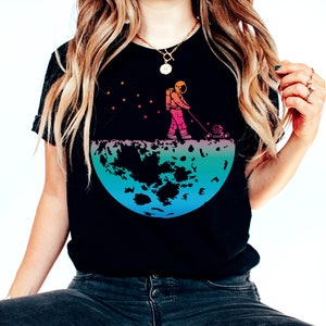 Astronaut Moon T-shirt - Outer Space Shirt - Colorful Space Lover Tee - Birthday Gift For Astronaut - Design Galaxy Tshirt