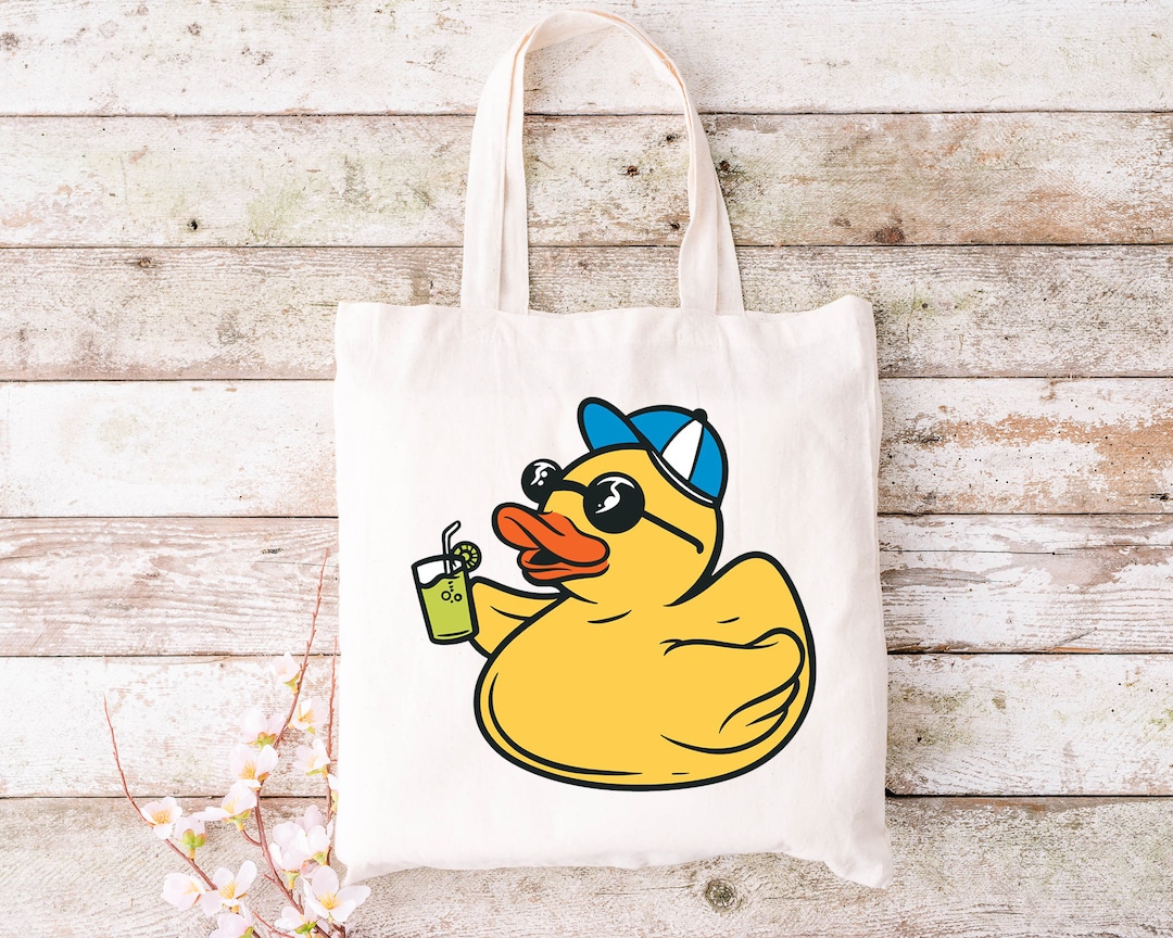 Summer Duck Tote Bag Lemonade Duck Shopping Bag Cool Summer Duck Tote Bag Summer Vacation Duck
